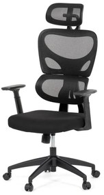 Kancelárska stolička KA-K2080 BK, čierna sieťovina, čierny plast