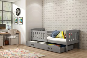 Interbeds Jednolôžková posteľ Kubus2 grafit 160x80 s matracom a šuplíkom - grafitová