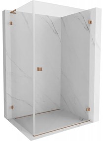 Mexen Lunar-B L výklopný sprchový kút pravý 90 x 80 cm, číre sklo, medená matná, 832L-090-080-65-00-P