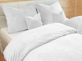 Biante Hrejivé posteľné obliečky Minky kocky MKK-001 Biele Jednolôžko 140x200 a 70x90 cm