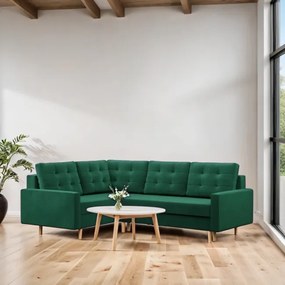 Rohová rozkladacia sedačka BLANK Elegant ľavá, fľaškovo zelená