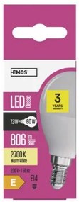 EMOS LED žiarovka Classic Globe, E14, 8W, teplá biela