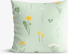 Goldea bavlnená obliečka na vankúš - lúka na zelenej režnej 40 x 40 cm