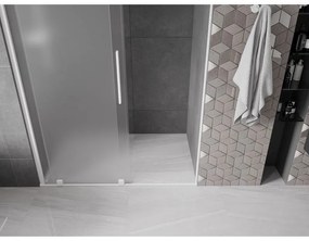 Mexen Velar, posuvné sprchové dvere do otvoru 140 cm, 8mm sklo námraza, biela matná, 871-140-000-31-20