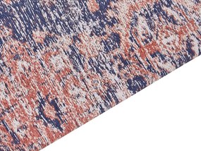 Bavlnený koberec 80 x 300 cm modrá/červená KURIN Beliani