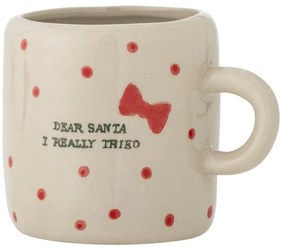 Béžový hrnček s vianočným motívom z kameniny 250 ml Christy – Bloomingville