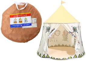 LEAN TOYS Indiánsky stan pre deti Teepee 125 cm  - béžový