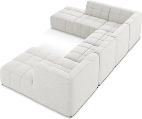 Biela rohová pohovka z textílie buklé (do tvaru "U") Aloha – Makamii