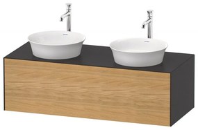 DURAVIT White Tulip závesná skrinka pod dve umývadlá na dosku, 1 zásuvka, 1300 x 550 x 408 mm, dub prírodný masív/grafit matný, WT4978BH558