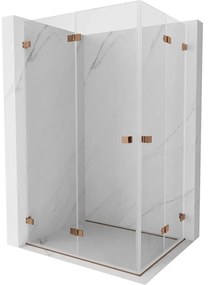 Mexen Lunar-F Duo, skladací sprchový kút 95 x 75 cm, 6mm číre sklo, profil ružové zlato, 836-095L-075P-60-00