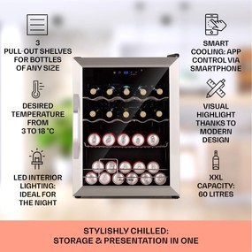 Klarstein Coachella 60, Smart, chladnička, 60 l, funkcia WiFi, podsvietenie.