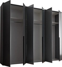Šatníková skriňa so zrkadlami Kevo, 270 cm, grafitová