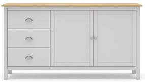 Biela/prírodná nízka komoda z borovicového dreva 150x80,5 cm Misti – Marckeric