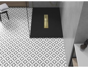 Mexen Toro, SMC obdĺžniková sprchová vanička 110 x 90 cm, čierna, zlatá krytka, 43709011-G