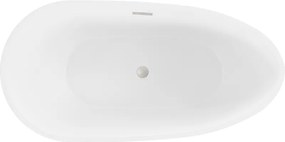 Mexen Eos, voľne stojaca vaňa 150 x 75 cm, biela-čierna, brúsená oceľ prepad, 52471507575-97