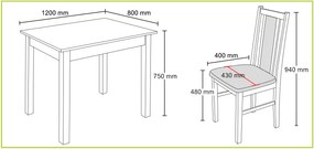 Nabytekmorava Jedálenský set Brooklyn pre 4 osoby, stôl 120x80 cm farba lamina: biela 113, čalúnenie vo farbe: SCALA šedá 92