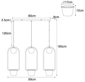 Art Deco závesné svietidlo zlaté s bielym sklom 3-svetlo - Isabella