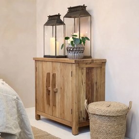 Prírodná drevená komoda s 2 dvierkami Chennia - 80*43*72 cm