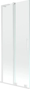 Mexen Velar L, 2-krídlová posuvná vaňová zástena 80 x 150 cm, 8mm číre sklo, biely profil, 896-080-003-01-20