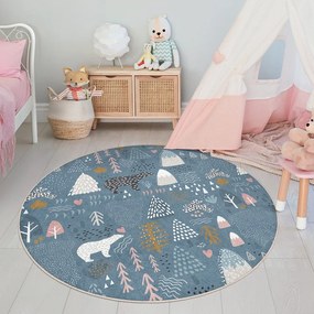 Modrý prateľný detský koberec ø150 cm Forest Land – Mila Home