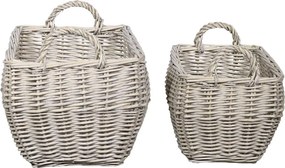 Súprava 2 prútených košov s madlami French Basket Grey – 41*31*33/ 33*24*28 cm