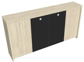 Stredná šatníková skriňa Verno 248 x 46 x 130 cm, kombinované dvere, agát / čierna