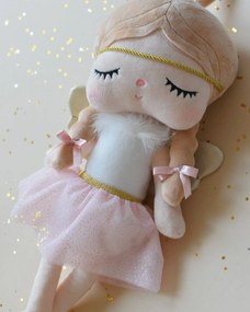 Bábika spiaci anjelik 48cm personalizácia: Nápis ružový
