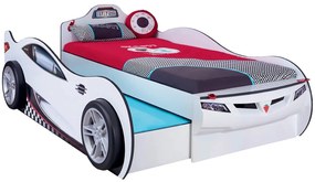 Detská posteľ auto SUPER s prístelkou 90x190cm - biela