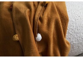 Fleecový pléd v horčicovej farbe 150x200 cm Pom Pom – Mijolnir