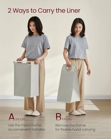 VASAGLE 4-kôšový prádlový kôš 4 × 40 L, 116 × 33 × 72 cm, krémovo biely a matne biely