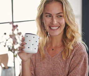 Porcelánový hrnček s vekom, srdiečka