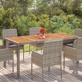 Záhradný stôl s drevenou doskou sivý 190x90x75 cm polyratan 319906