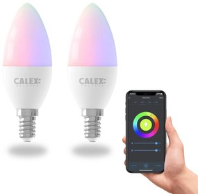 Calex Smart LED sviečka E14 B35 4,9W CCT RGB 2ks