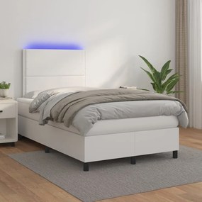 Boxspring posteľ s matracom a LED biela 120x200 cm umelá koža 3135874