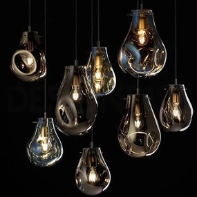 Toolight Toolight, sklenené závesné stropné svietidlo 1xE27, APP327-1CP, modrá, OSW-00422