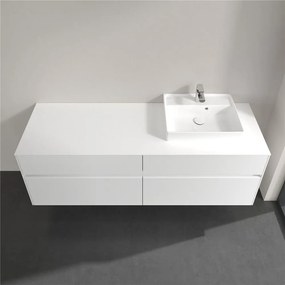 VILLEROY &amp; BOCH Collaro závesná skrinka pod umývadlo na dosku (umývadlo vpravo), 4 zásuvky, 1600 x 500 x 548 mm, White Matt, C07900MS