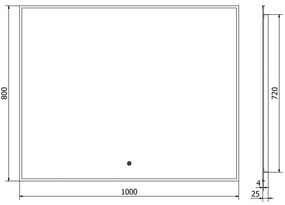 Mexen Erma, LED kúpeľňové zrkadlo s podsvietením a čiernym rámom 100x80 cm, 6000K, ochrana proti zahmlievaniu, 9814-100-080-611-70
