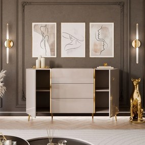 KOMODA SANTINO NA NOŽIČKÁCH KAŠMÍR LESK / ZLATÁ 158 cm