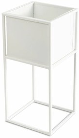 KOVOVÝ KVETINÁČ SO STOJANOM PLAIN 50X24 CM BIELA