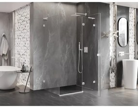 Mexen Lunar, L pravý výklopný sprchový kút 95 x 90 cm, 8mm číre sklo, biely profil, 834L-095-090-20-00-P