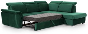 Rozkladacia rohová sedačka Milanos L II pravá - zelený zamat Monolith 37