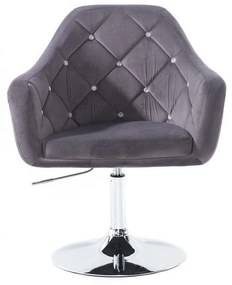 LuxuryForm DESIGN Kreslo ROMA VELUR na striebornom tanieri - tmavo šedé