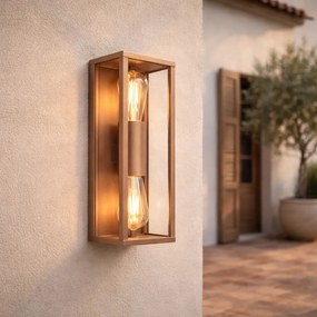 Priemyselná nástenná lampa hrdzavohnedá 38 cm 2-žiarovková IP44 - Charlois