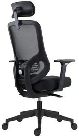 Kancelárska ergonomická stolička ATOMIC — sieť / látka, čierna, nosnosť 130 kg