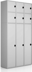 Nadstavba pre skrine FRAME, 6x dvere, 1299 x 450 x 854 mm, kódový zámok, sivá