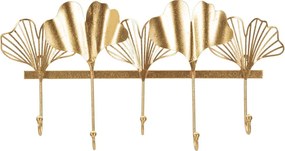 Kovový nástenný vešiak v zlatej farbe Leaves - Mauro Ferretti