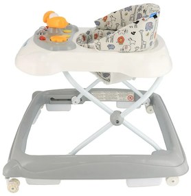 Detské chodítko Baby Mix s volantom a silikónovými kolieskami sivé