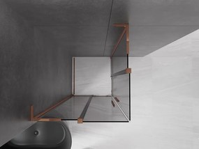 Mexen Velar L Duo, sprchový kút s posuvnými dverami 100 x 100 cm, 8mm šedé sklo, ružové zlato, 871-100-100-02-43-60