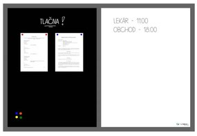 Toptabule.sk KOMB1 Kombinovaná magnetická tabuľa v šedom drevenom ráme 100x150cm