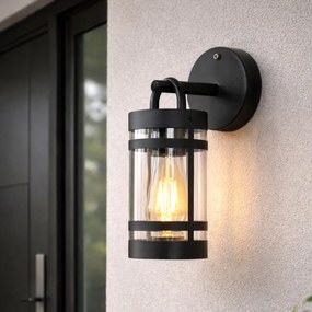 Vonkajšia nástenná lampa čierna IP44 so senzorom súmraku - Ruben